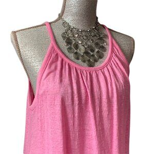 H by HALSTON Linen Tank Top in PINK Size LARGE NWOT